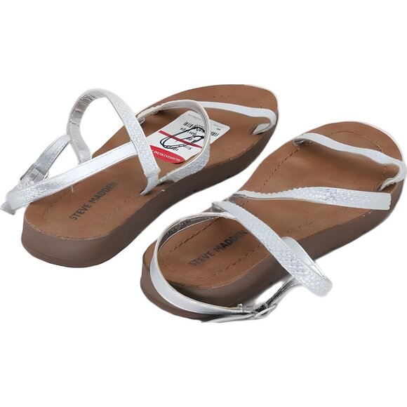 Steve Madden Big Girls Rhinestone Strappy Sandals Size 2 - Picture 3 of 6